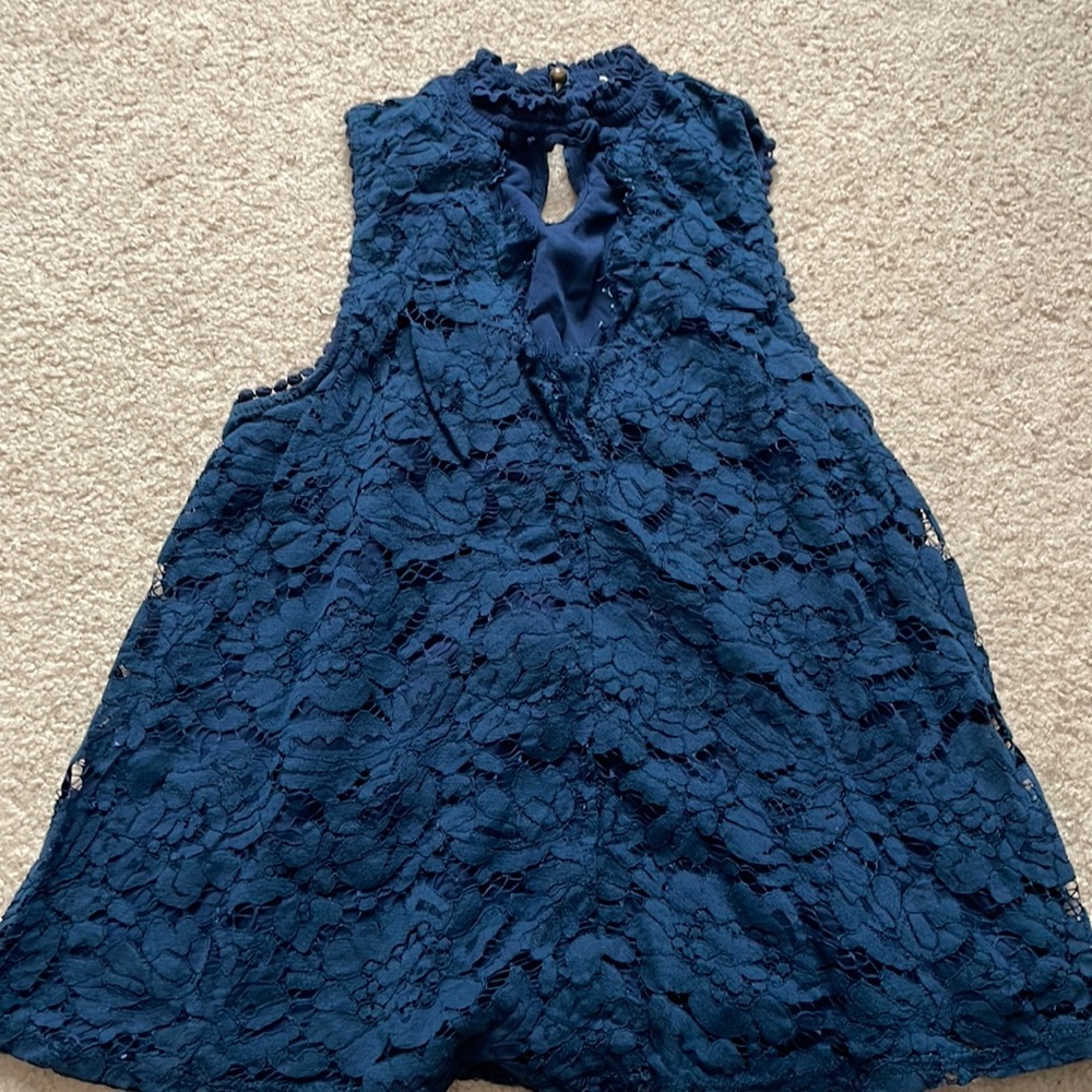 Navy lace next tank top